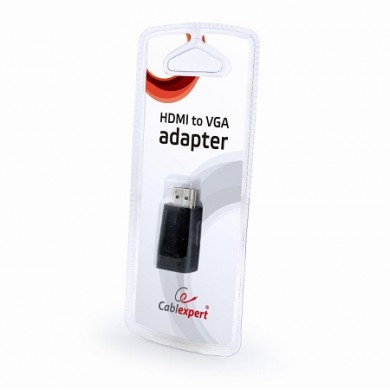 Adapter HDMI-VGA - Gembird  AB-HDMI-VGA-001, HDMI to VGA adapter, Converts digital HDMI input (19 pin male, v.1.4) into analog VGA output (DB15 female), Blister
