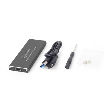 M.2 SSD External case Gembird EE2280-U3C-01, Type 2230, 2242, 2260, 2280 (for 22 mm), USB 3.0 Micro-B  interface, Black, 102mm x 37mm x 10mm