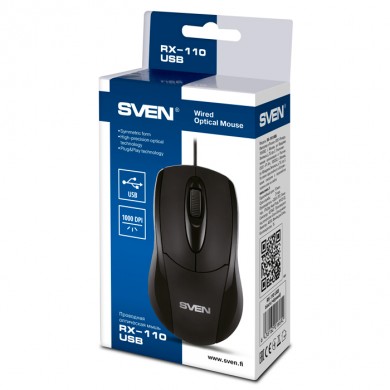SVEN RX-110, Optical Mouse, 1000 dpi, USB, Black