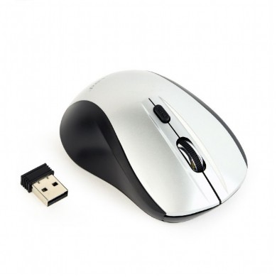 Gembird MUSW-4B-02-BS, Wireless Optical Mouse, 2.4GHz, 4-button, 800/1200/1600dpi selectable by the button, Nano Reciver, USB, Black/Silver