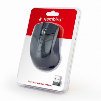Gembird MUSW-4B-04, Wireless Optical Mouse, 2.4GHz, 800/1200/1600dpi, Nano Reciver, USB, Black