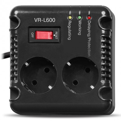 SVEN VR-L600, 200W, Automatic Voltage Regulator, 2x Schuko outlets, Input voltage: 184-285V, Output voltage: 230V &plusmn; 10%, diod indicators on the front panel, plastic body, Black