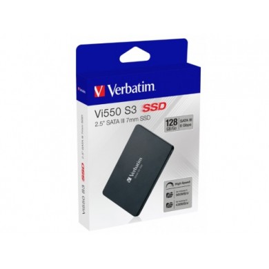2.5&rdquo; SSD 128GB  Verbatim VI550 S3, SATAIII, Sequential Reads: 550 MB/s, Sequential Writes: 430 MB/s, Maximum Random 4k: Read: 61,000 IOPS / Write: 81,000 IOPS, Thickness- 7mm, Controller Phison PS3111, 3D NAND TLC