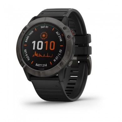 Garmin fenix 6X Pro Sapphire with Black Band, Multisport GPS Watch for Sport, 1.4", Water rating 10ATM, 32GB, GPS, Compass, Bluetooth, Smart, ANT+, Wifi, Smart notifications and Activity Tracking Features, Battery up to 80 days, 93g