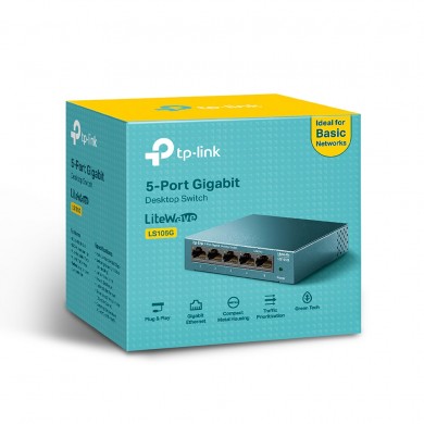 Switch TP-LINK LS105G / 5 port / Gigabit / RJ45 / steel case, LiteWave, Green Technology