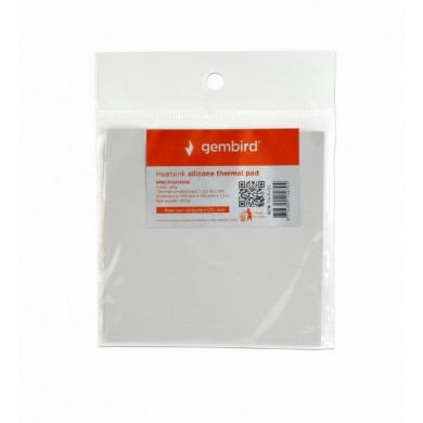 Heatsink Silicone Thermal pad Gembird TG-P-01, 100 x 100 x 1 mm, Operation Temperature: -40 ~ 250&deg; C, Grey