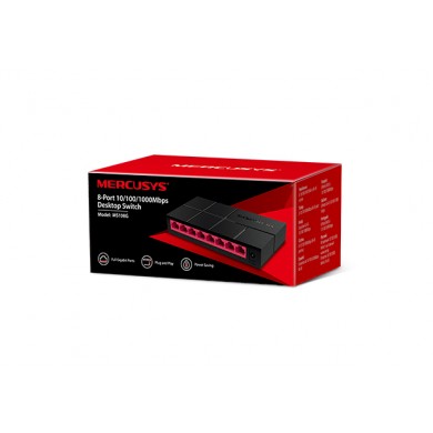 MERCUSYS MS108G  8-port Gigabit Switch, 8 10/100/1000M RJ45 ports, plastic case
