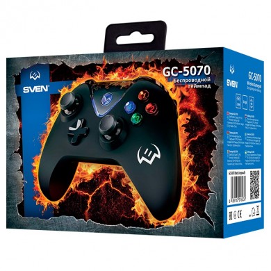 SVEN GC-5070 Wireless Gamepad, Windows, Android, PS3, 2 mini joysticks and 11 buttons, USB, Black