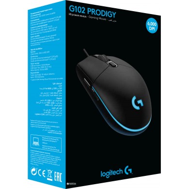 Logitech Gaming Mouse G102  LIGHTSYNC RGB lighting, 6 Programmable buttons, 200- 8000 dpi,  Onboard memory, Black