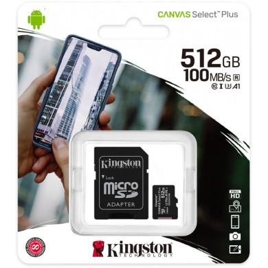 Card de memorie microSD 512GB Kingston Canvas Select Plus, 100MBps, + SD adapter