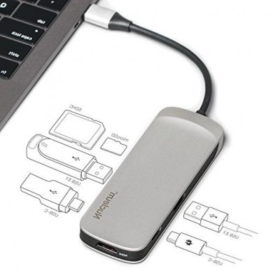 Adaptor Multiport Kingston Nucleum (C-HUBC1-SR-EN)/ USB-C/ 2xUSB-A 3.2/ 2xUSB-C 3.2/ HDMI/ SD/ microSD
