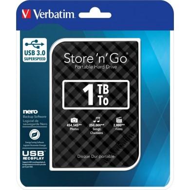 2.5&rdquo; HDD Extern Verbatim &rdquo;Store 'n' Go&rdquo; / USB3.0 / 1.0TB / Black