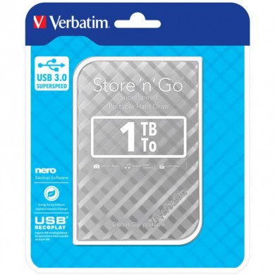 2.5&rdquo; HDD Extern Verbatim &rdquo;Store 'n' Go&rdquo; / USB3.0 / 1.0TB / Silver