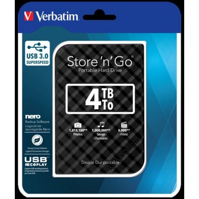 2.5&rdquo; HDD Extern Verbatim &rdquo;Store 'n' Go&rdquo; / USB3.0 / 4.0TB / Black