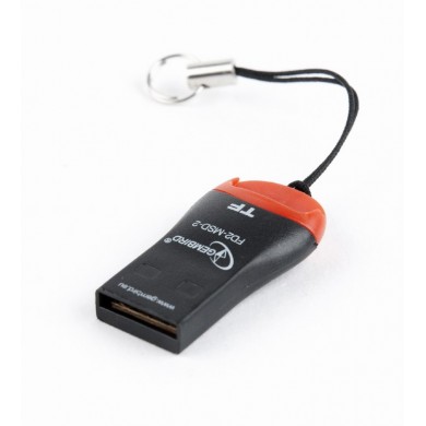 Card Reader Gembird FD2-MSD-3, MicroSDHC, Key ring cord, Black/Orange, USB2.0