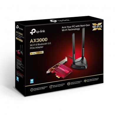 TP-LINK Archer TX3000E  AX3000 Wi-Fi 6 + Bluetooth PCI Express Adapter, 2402Mbps on 5GHz + 574Mpbs on 2.4GHz, 802.11ax/ac/n/g/b/a, 2 Dual Band detachable аntennas, Bluetooth 5.0