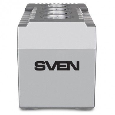 SVEN VR-F1500, 500W, Automatic Voltage Regulator, 4x Schuko outlets, Input voltage: 180-285V, Output voltage: 230V &plusmn; 10%, input and output voltage digital indicator on the front panel, Power supply delay function, metal body, Black
