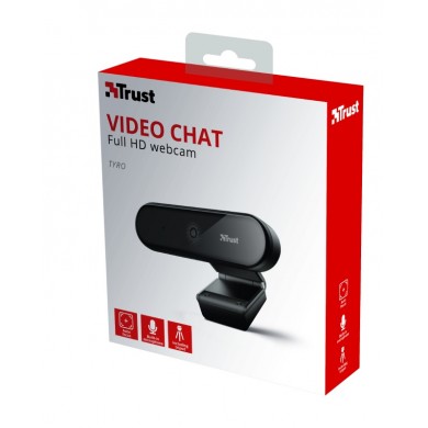 Trust Tyro Full HD Webcam, Full HD 1080p resolution and auto-focus, tripod, 1,5m, USB