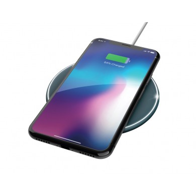 Wireless Charger  Trust Qylo Fast Wireless Charging, Fast-charge with maximum speed of up to 7.5W (iPhone) or up to 10W (Samsung Galaxy) using a USB wall charger with QuickCharge 2.0/3.0