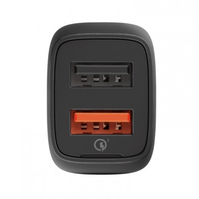 USB Car Charger - Trust Qmax 30W Ultra-Fast Dual USB Car Charger with QC3.0, Fast-charge with up to 12W power or ultra-fast charge with 18W power and QuickCharge 3.0, Total output power (max): A, W 30