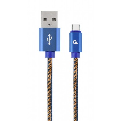Cable USB2.0/Type-C Premium Jeans - 2m - Cablexpert CC-USB2J-AMCM-2M-BL, Blue, USB 2.0 A-plug to type-C plug, blister
