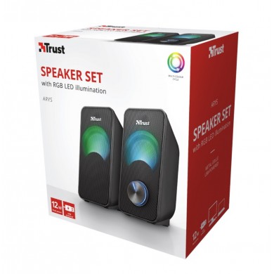 Boxe 2.0 Trust Arys RGB Compact Black / 12W / 3,5 AUX / USB power