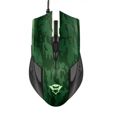 Trust Gaming GXT 781 Rixa Camo Mouse & Mouse Pad, 800 - 3200 dpi, 6 Responsive buttons, LED illumination with breathing effect in 4 colours, 1,8 m USB, Camouflage