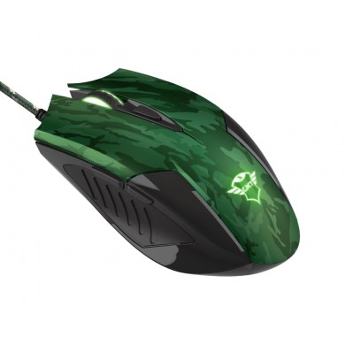 Trust Gaming GXT 781 Rixa Camo Mouse & Mouse Pad, 800 - 3200 dpi, 6 Responsive buttons, LED illumination with breathing effect in 4 colours, 1,8 m USB, Camouflage