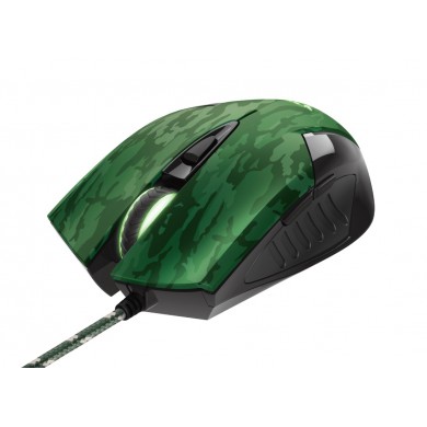 Trust Gaming GXT 781 Rixa Camo Mouse & Mouse Pad, 800 - 3200 dpi, 6 Responsive buttons, LED illumination with breathing effect in 4 colours, 1,8 m USB, Camouflage