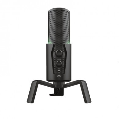 Trust Gaming GXT 258 Fyru USB 4-in-1 Streaming Microphone, Digital USB connection, 4 recording patterns: cardioid, bidirectional, stereo and omnidirectional for optimised audio recordings in any situation, Adjustable LED lighting in 5 colours, 1.8m