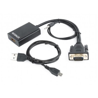 Adaptor Gembird  A-VGA-HDMI-01, VGA to HDMI / 0.15m / black