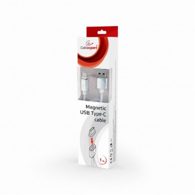 Cable Type-C 1m - CC-USB2-AMUCMM-1M, Magnetic USB Type-C cable, silver, 1 m