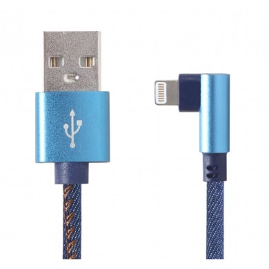 Cable 8-pin 1m - CC-USB2J-AMLML-1M-BL, Premium jeans (denim) 8-pin cable with metal connectors, 1 m, blue, angled