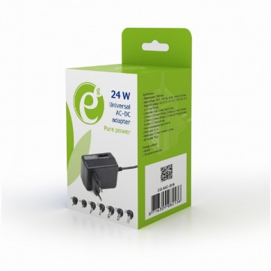 AC-DC adapter  Gembird EG-MC-009, 24 W, Universal AC powered DC adapter with manual voltage selection,  7 DC power connectors