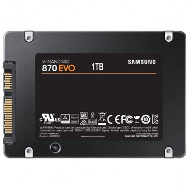 2.5&rdquo; SSD 1.0TB  Samsung SSD 870 EVO, SATAIII, Sequential Reads: 560 MB/s, Sequential Writes: 530 MB/s, Max Random 4k: Read: 98,000 IOPS / Write: 88,000 IOPS, 7mm, 1GB LPDDR4 Cache, Samsung MKX controller, V-NAND 3bit MLC