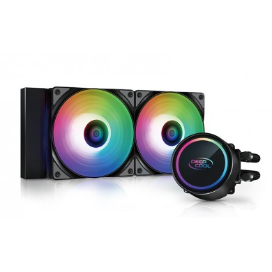 DEEPCOOL Liquid Cooler &rdquo;GAMMAXX L240 A-RGB&rdquo;, Anti-Leak Technology, Socket LGA2066/2011/1851/1700/1200/115x & AM5/AM4, 2x 120mm ARGB PWM fans: 500-1800 RPM&plusmn;10%, <30 dB(A), 69.34 CFM, 4-pin PWM, Pump: 2400 RPM, 17.8dBA, Cooper Base, Hydro Bearing, Black