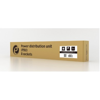 Gembird EG-PDU-014-C14, Power distribution unit (PDU), 8 Schuko sockets, 1U, 16A, C14 plug 3 m cable