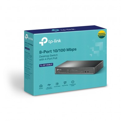 PoE Switch TP-LINK TL-SF1008LP / 8 port / 100Mb / RJ45 / steel case