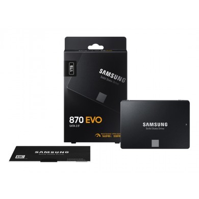 2.5&rdquo; SSD 1.0TB  Samsung SSD 870 EVO, SATAIII, Sequential Reads: 560 MB/s, Sequential Writes: 530 MB/s, Max Random 4k: Read: 98,000 IOPS / Write: 88,000 IOPS, Thickness - 7mm, 1GB LPDDR4 Cache, Samsung MKX controller, V-NAND 3bit MLC