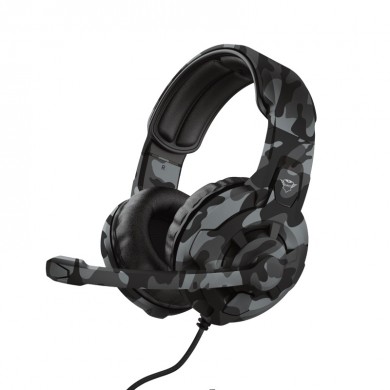 Trust Gaming GXT 411K Radius Multiplatform Headset - Black Camo, 40mm drivers provide a booming audio experience, adjustable microphone, Nylon braided cable (1m) plugs directly into game controllers and an extra adapter cable (1m) for PC