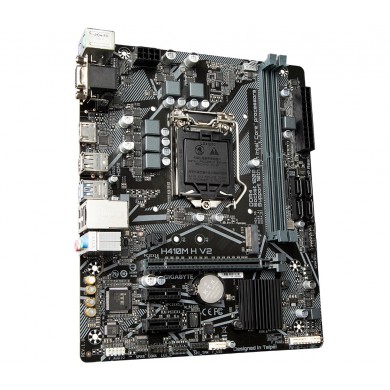 GIGABYTE H410M H V2, Socket 1200, Intel&reg; Q470 (10th Gen CPU), Dual 2xDDR4-2933, CPU Intel graphics, VGA, HDMI, 1xPCIe X16, 4xSATA3, RAID, 1xM.2, 2xPCIe X1, ALC887 HDA, GbE LAN, 4xUSB3.2, RGB Led, mATX