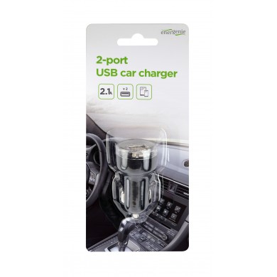 USB Car Charger - EnerGenie EG-U2C2A-CAR-02, 2-port USB car charger, 2.1 A, black
