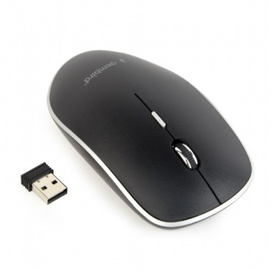 Gembird MUSW-4BSC-01, Silent Wireless Optical mouse, 2.4GHz, 4-button, 800 - 1600dpi, Type-C receiver, Black