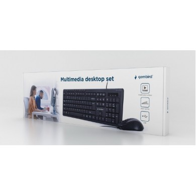 Gembird KBS-UM-04, Multimedia desktop set, black, US-Layout, Black