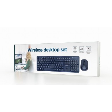 Gembird KBS-WCH-03, Wireless desktop set, black, US-layout, Black
