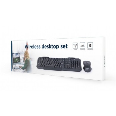 Gembird KBS-WM-02, Wireless desktop set, US layout, Black