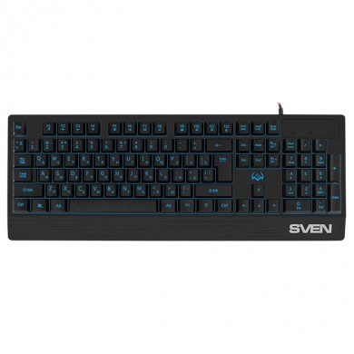 SVEN KB-G8300 Gaming Keyboard, membrane with tactile feedback,104 keys, 12Fn-keys, Backlight, 	Rus, 1.8m, USB, Black
