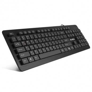 SVEN KB-E5700H, Keyboard, Waterproof construction, 104 keys, 12 Fn-keys, slim compact design, low-profile, USB 2.0 Hub 2 -ports, 1.5m, Black, Rus/Ukr/Eng