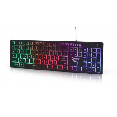 Gembird KB-UML-02 &rdquo;Rainbow&rdquo; Backlight Multimedia Keyboard, 104 pcs, US layout, black