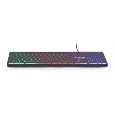 Gembird KB-UML-02 &rdquo;Rainbow&rdquo; Backlight Multimedia Keyboard, 104 pcs, US layout, black